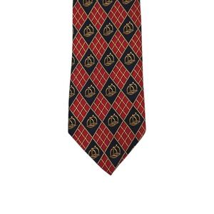 Richel 100% Silk Necktie Equestrian Men's Tie Spain Red Gold Blue Hand Made